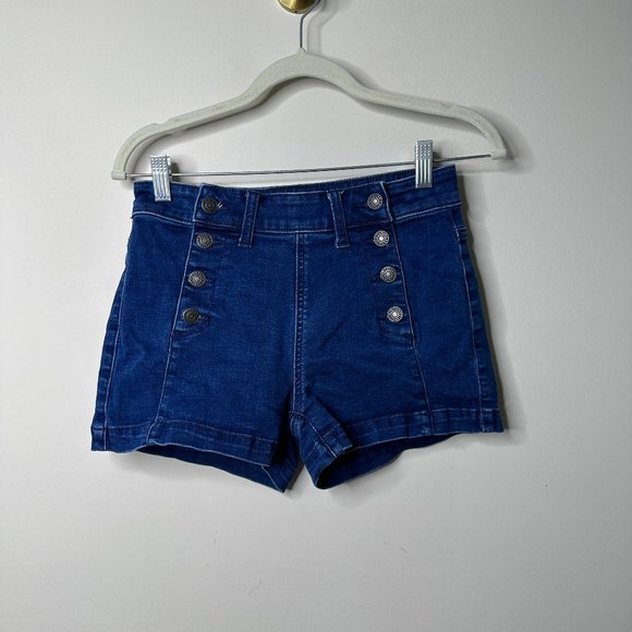 American Eagle Outfitters Pants - American Eagle High-Rise Sailor Shortie Shorts Blue 6